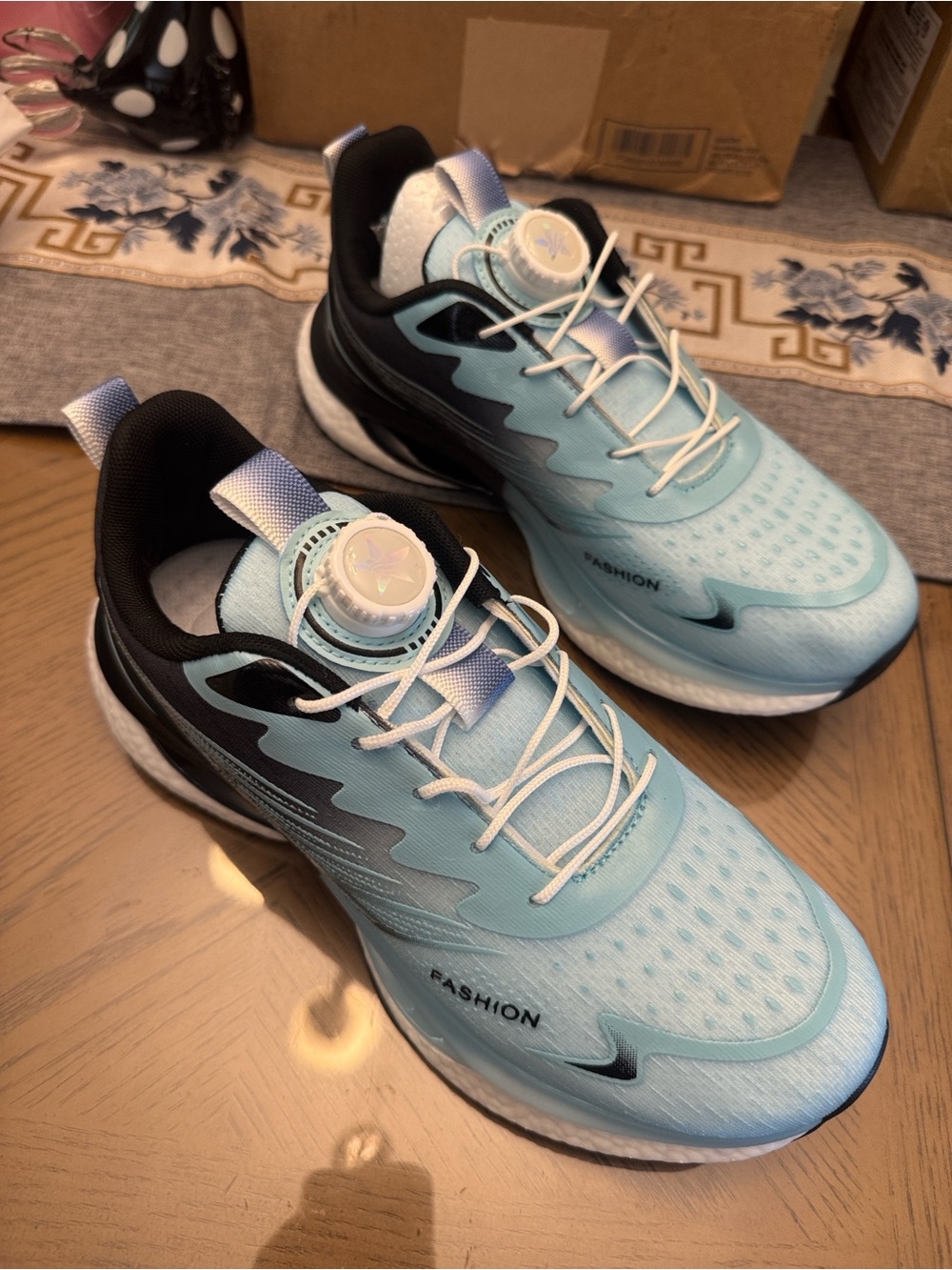 Light Blue and Black Women's Athletic Sneakers -